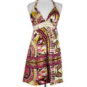 Alice & Trixie Paisley Halter Silk Dress XS NWOT